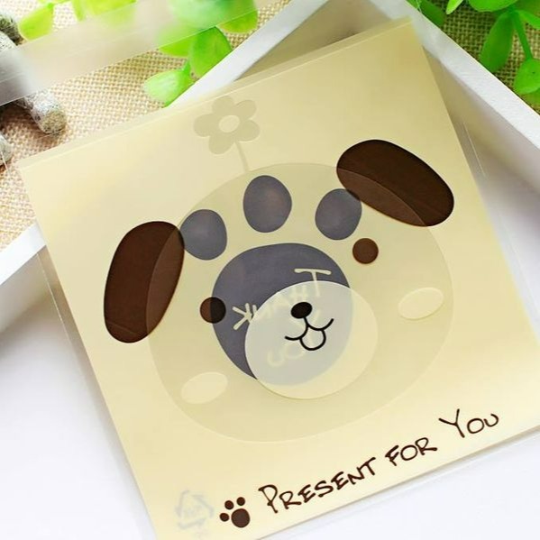 7*7cm+3cm可愛貓狗熊餅乾包裝袋/自黏袋//點心袋(約100個/每包)-細節圖2