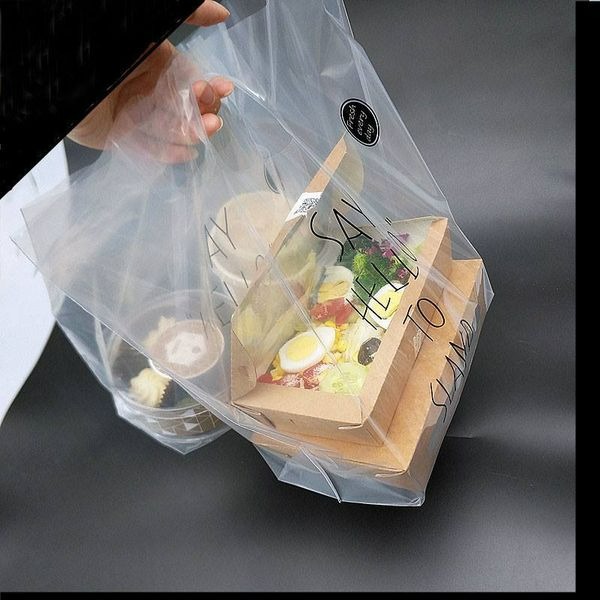 SAY HELLO高壓純透明塑料袋(10只/包)/沙拉打包袋/餐盒紙盒打包袋/食品級烘焙包裝袋-細節圖2
