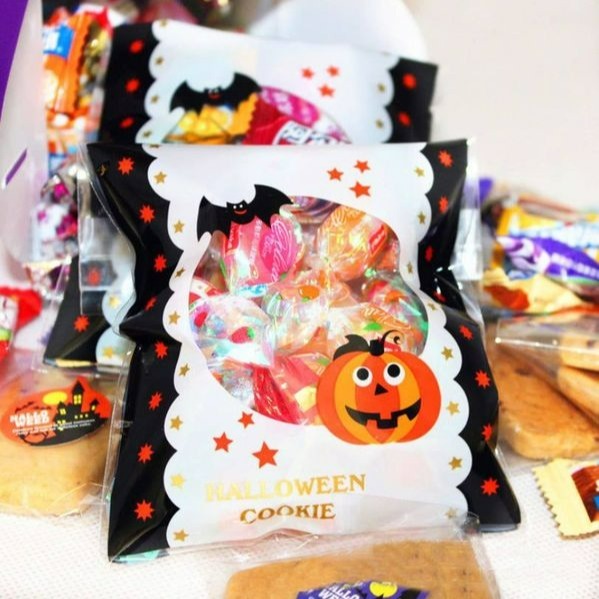 ▪10*11+3cm▪萬聖節系列③幽靈南瓜OPP自黏餅乾袋(100只/包)/月餅袋/點心糖果包裝袋/烘焙禮品包裝自黏袋-細節圖2