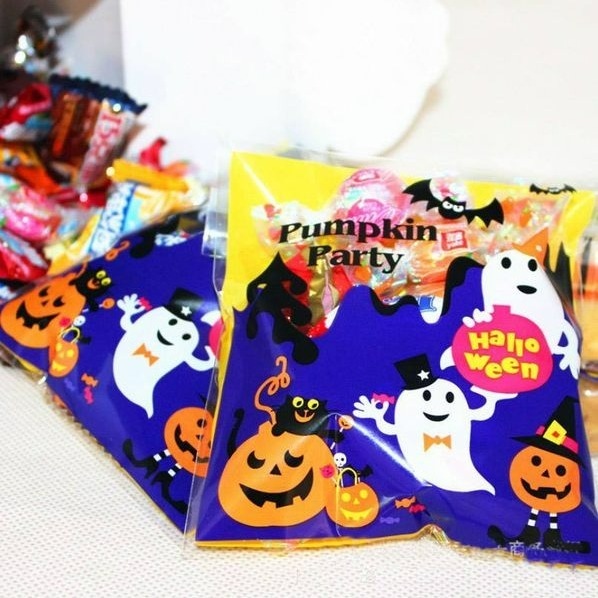 ▪10*11+3cm▪萬聖節系列③幽靈南瓜OPP自黏餅乾袋(100只/包)/月餅袋/點心糖果包裝袋/烘焙禮品包裝自黏袋-細節圖4