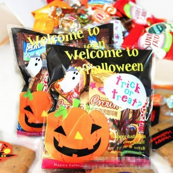 ▪10*11+3cm▪萬聖節系列③幽靈南瓜OPP自黏餅乾袋(100只/包)/月餅袋/點心糖果包裝袋/烘焙禮品包裝自黏袋-細節圖5