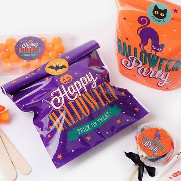 ◎10或50入◎14*20.2*5.8cm萬聖節卡通可立式平口餅乾袋/蘋果牛軋糖糖果蛋糕包裝袋/可立式平口袋-細節圖3