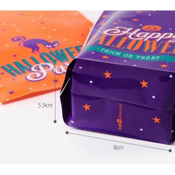 ◎10或50入◎14*20.2*5.8cm萬聖節卡通可立式平口餅乾袋/蘋果牛軋糖糖果蛋糕包裝袋/可立式平口袋-細節圖5