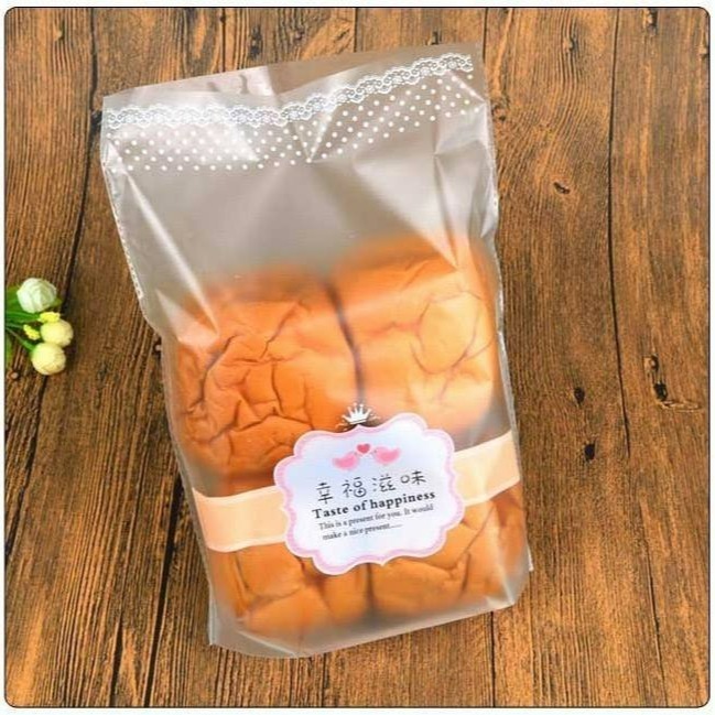 韓國包裝袋磨砂袋(50只/包)/半透明食品級塑料材質吐司麵包點心袋-細節圖3
