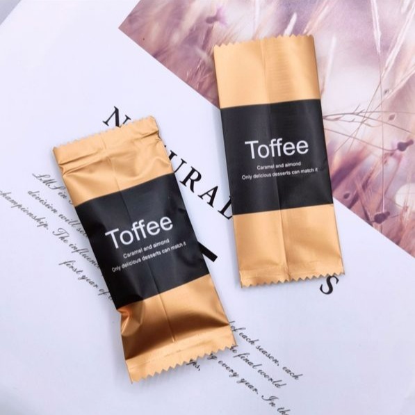 ▪4*9.5cm▪輕奢鍍鋁toffee咖啡糖牛軋糖包裝袋(約100只入)/食品級鋁箔糖果機封袋/CPP霧光膜糖袋-細節圖2