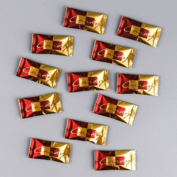 ▪3.5*7.2cm▪鍍鋁奢華燙金英文包裝袋(約100只入)/食品級糖果機封袋/南棗核桃糕CPP霧光膜糖袋-細節圖2