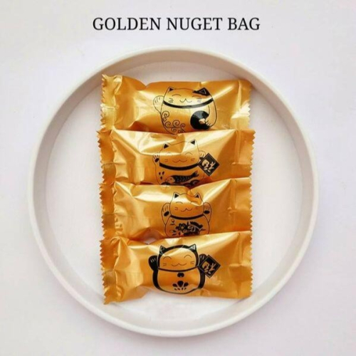 ▪4*9.5cm▪四款混裝金色招財貓牛軋糖包裝袋(約100只入)/食品級糖果機封袋/CPP亮膜糖袋