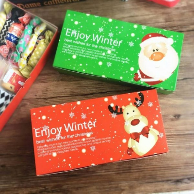 ▪3入▪聖誕節長方形薑餅烘焙包裝盒/餅乾小西點禮品包裝紙盒/聖誕折疊糖果禮盒/特種白卡紙紙盒