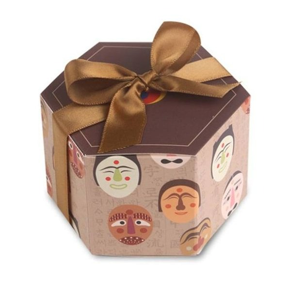 ▪10入▪韓式喜笑顏開伴手禮手工餅乾盒/六邊形創意禮品盒/牛軋糖喜糖盒/烘焙西點包裝盒-細節圖4