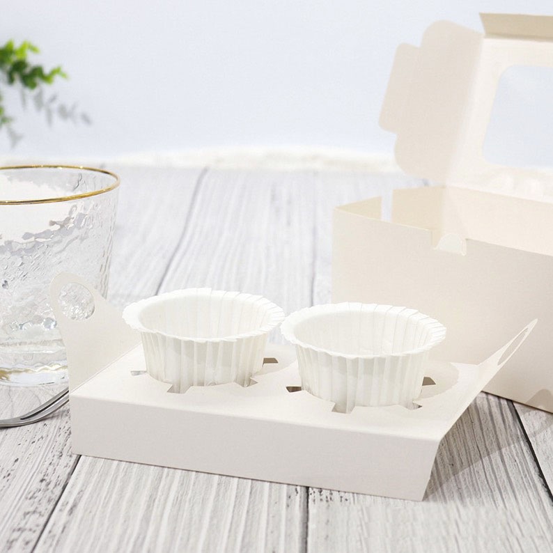 ◎5入◎2格/4格式白色開窗手提CUPCAKE杯子蛋糕盒/馬芬盒西點盒-細節圖4