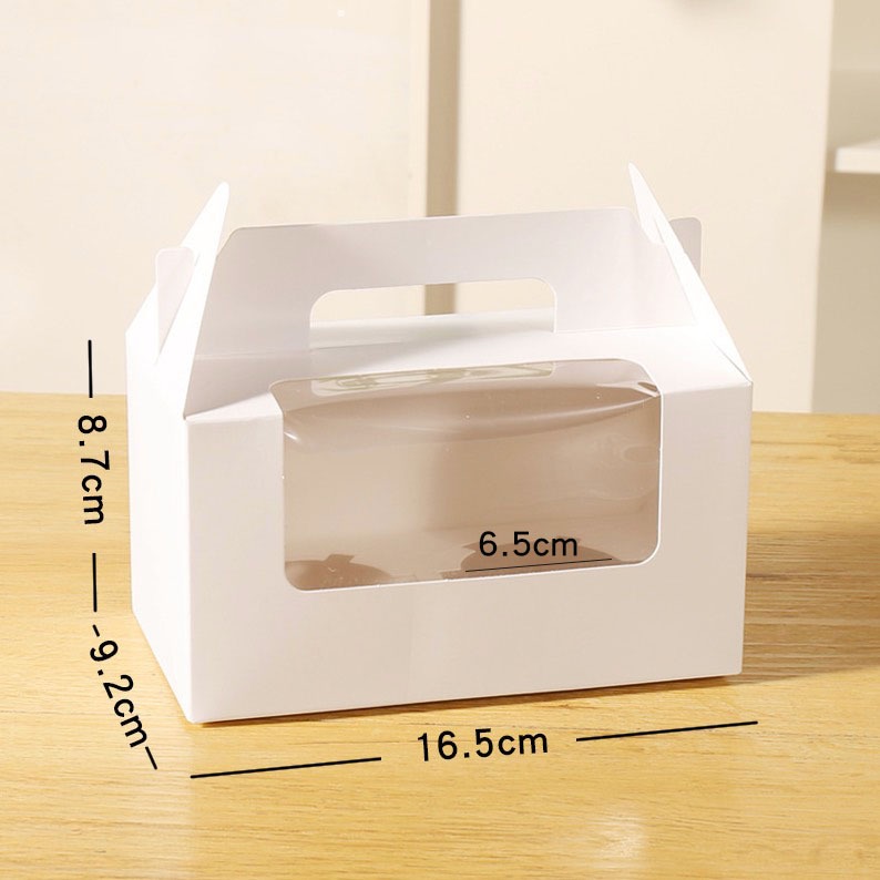 ◎5入◎2格/4格式白色開窗手提CUPCAKE杯子蛋糕盒/馬芬盒西點盒-規格圖7