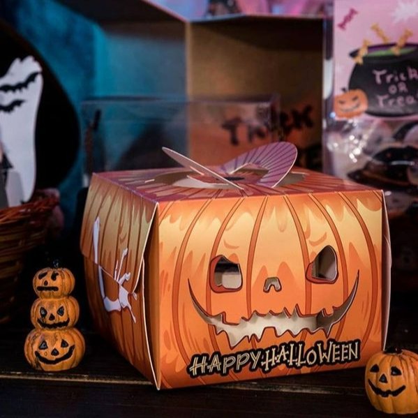 ◎5只入◎4吋萬聖節創意南瓜燈手提蛋糕盒/生日蛋糕盒/慕斯蛋糕盒/禮品盒/HALLOWEEN點心烘焙包裝盒-細節圖4