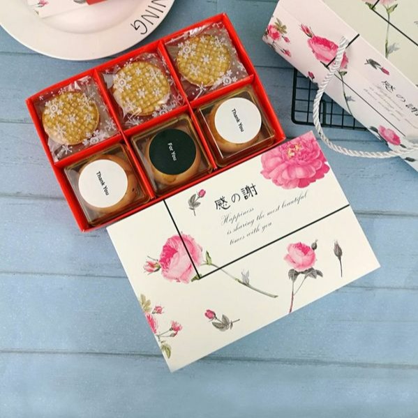 ▪3入▪6粒裝玫瑰感謝分格式月餅盒/雪媚娘雪花酥蛋黄酥/情人節巧克力包裝紙盒/牛軋糖禮盒-細節圖3