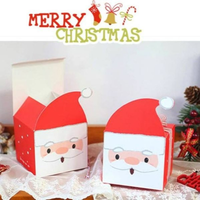 (5入)韓版聖誕老人烘焙禮品包裝盒/蘋果盒/牛軋糖餅乾糖果盒/禮物盒