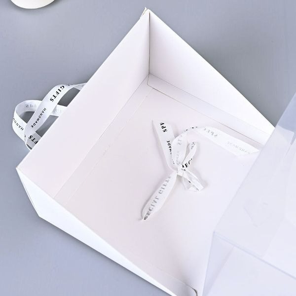 ◎2套入◎6/8吋雙開全透明塑料蛋糕盒(贈送絲帶)/慕斯蛋糕盒/手提生日蛋糕盒-細節圖3