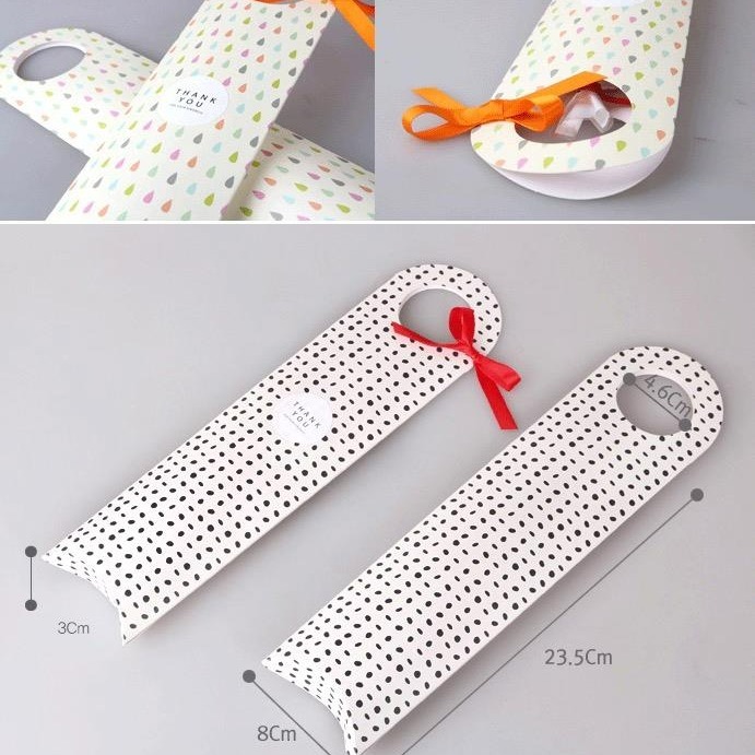 ▪5入▪韓式清新文藝長條手指餅包裝紙盒/枕頭造型長條手提禮盒/手提包裝盒/白卡紙點心紙盒-細節圖8