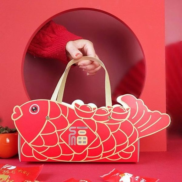 ▪2入▪新年年年有魚半透明磨砂伴手禮提盒/福魚牛軋糖禮品盒套裝/鳳梨酥巧克力禮物盒/DIY創意異型糖果禮品盒-細節圖2