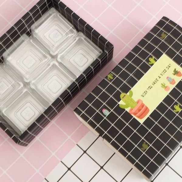 ▪50克六粒裝▪北歐ins風黑白格子仙人掌月餅包裝紙盒/牛軋糖雪媚娘雪花酥蛋巧克力包裝禮盒-細節圖3