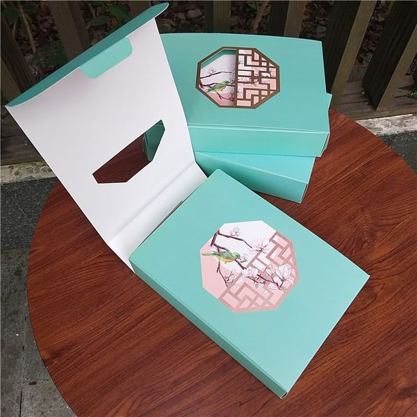 ◎3入◎80g六粒裝原創古風插畫中秋月餅伴手禮盒/牛軋糖蛋黃酥禮品盒/鳳梨酥巧克力禮物盒/燙金鏤空DIY創意糖果禮品盒-細節圖5