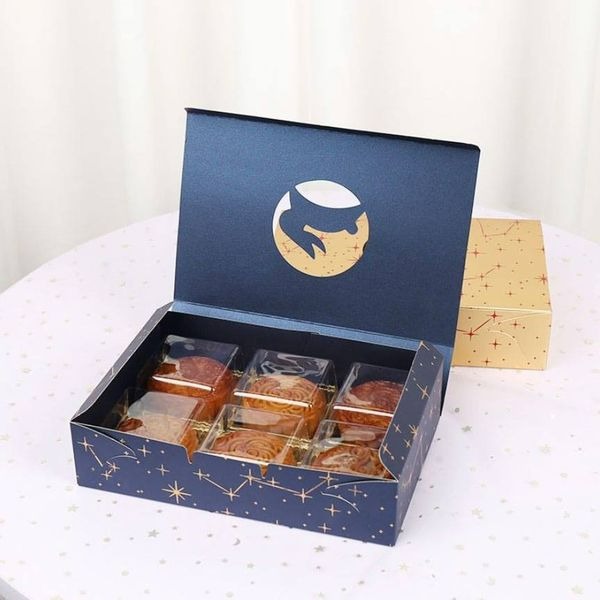 ◎3入◎80克六粒裝燙金兔子開窗翻蓋月餅禮盒/雪花酥牛軋糖鳳梨酥鏤空包裝盒紙盒/新年節慶禮盒/白卡紙點心紙盒-細節圖6