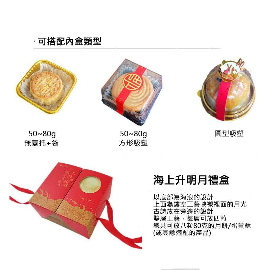 ◎3入◎80克八粒裝創意雙層海上升明月月餅禮盒/雪花酥牛軋糖鳳梨酥鏤空包裝盒紙盒/新年中秋節慶禮盒/白卡紙點心紙盒-細節圖8