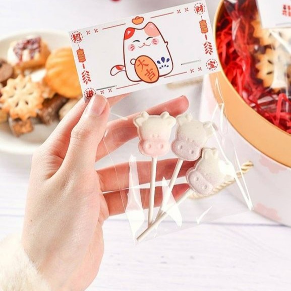 ◎中號/大號◎新年日式招財貓頁眉卡紙(約50張混色入)/糖霜餅乾瑪德蓮包裝用/曲奇牛軋雪花酥可可脆片包裝裝飾紙卡-細節圖2