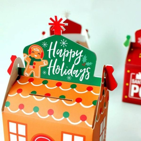 ◎3只入◎聖誕節郵箱造型盒(附棉繩)/平安夜存錢桶型禮物盒/聖誕節可愛禮品盒/烘焙包裝盒-細節圖3