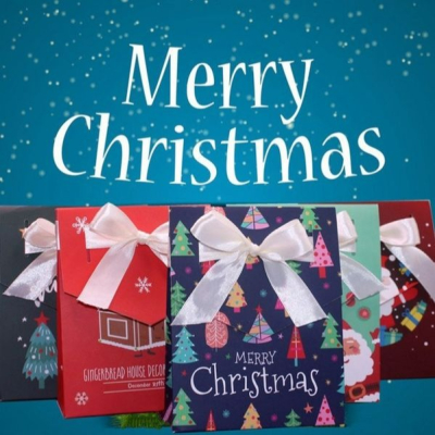 ▪5入▪聖誕節信封式包裝紙盒/餅乾牛軋糖小禮物盒/聖誕折疊糖果禮盒/特種白卡紙紙盒