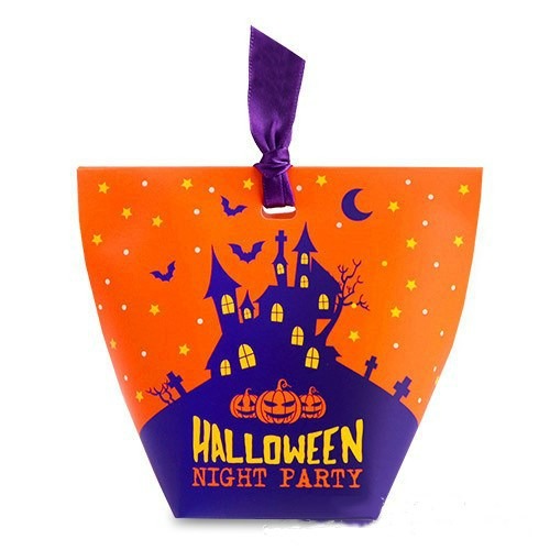 ▪5入▪萬聖節南瓜蝙蝠城堡折疊糖果禮品盒/搞怪彩色萬聖節糖盒/特種白卡紙紙盒-細節圖4