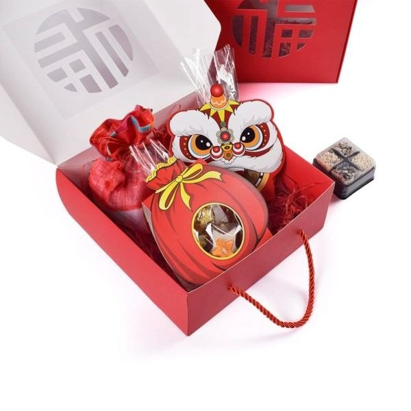 ◎3入◎鏤空福字蛋黃酥中秋月餅手提禮盒/牛軋糖禮品盒套裝/鳳梨酥雪媚娘泡芙包裝禮物盒/DIY創意糖果禮品盒-細節圖3