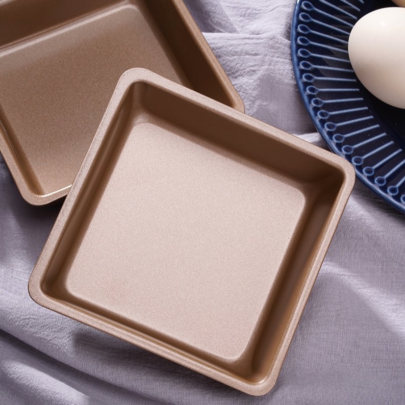 ✭美國亞馬遜熱銷✭7.5吋大號正方形烤盤模具/麵包模/蛋糕模/金色進口沾塗層模/布朗尼模-細節圖2