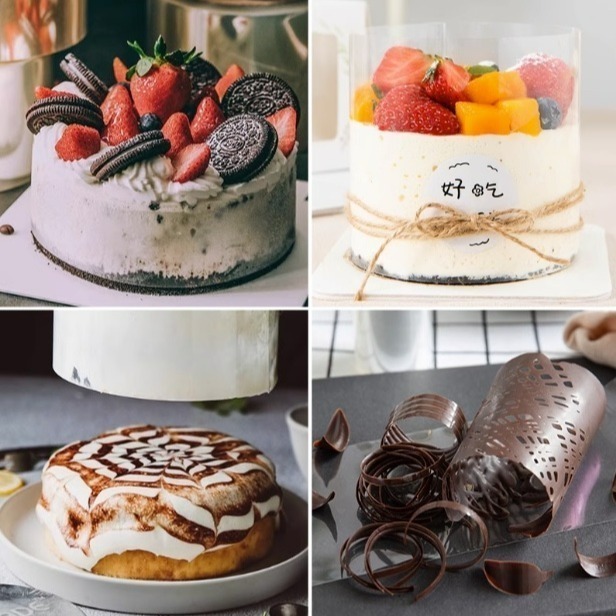 ◎高5/6/7/8/10/12/15/20cm◎慕斯蛋糕透明硬圍邊/全透明PET環保塑料圍邊紙/磨砂款爆漿生日蛋糕厚圍邊-細節圖3