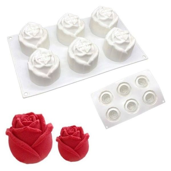 ▪6連▪法式情人節待放玫瑰造型淋面矽膠蛋糕模/慕斯模/巧克力冰淇淋布丁矽膠模具-細節圖3