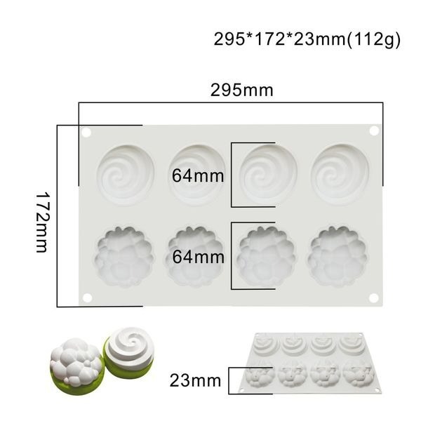 ★二合一★泡泡折纸螺旋花造型淋面矽膠蛋糕模/慕斯模/檸檬塔巧克力冰淇淋布丁矽膠模具-細節圖5