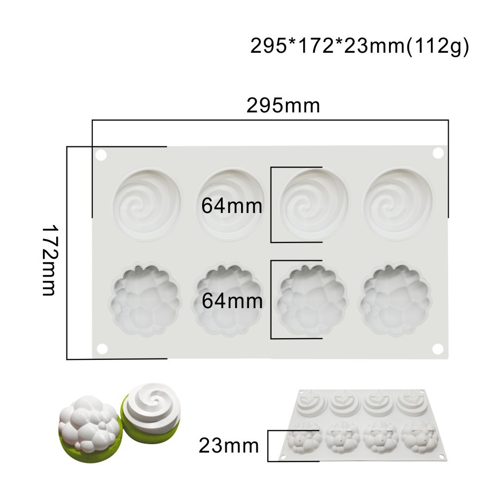 ★二合一★泡泡折纸螺旋花造型淋面矽膠蛋糕模/慕斯模/檸檬塔巧克力冰淇淋布丁矽膠模具-規格圖7