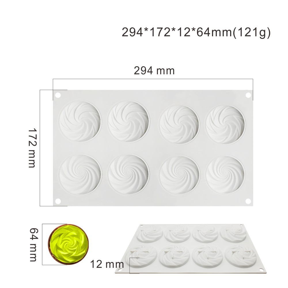 ★二合一★泡泡折纸螺旋花造型淋面矽膠蛋糕模/慕斯模/檸檬塔巧克力冰淇淋布丁矽膠模具-規格圖7