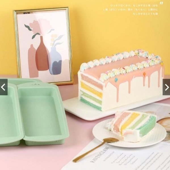 ◎4只入◎8吋長方形彩虹蛋糕模具/分層矽膠長型烤盤/巧克力冰淇淋布丁慕斯模具/蠟燭手工皂模-細節圖2