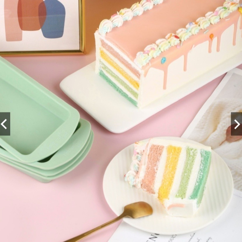 ◎4只入◎8吋長方形彩虹蛋糕模具/分層矽膠長型烤盤/巧克力冰淇淋布丁慕斯模具/蠟燭手工皂模-細節圖5