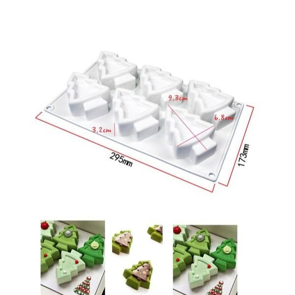 ◎6連◎法式凹槽聖誕樹淋面矽膠蛋糕模/巧克力冰淇淋布丁慕斯模具/造型烘焙模具/蠟燭手工皂模-細節圖3