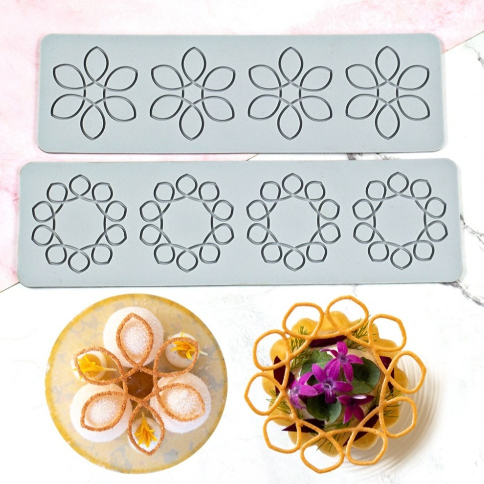 連線花瓣翻糖蕾絲墊/翻糖蛋糕矽膠模/西餐意境菜裝飾脆片模具/DIY巧克力創意裝飾/烘焙模具-細節圖5