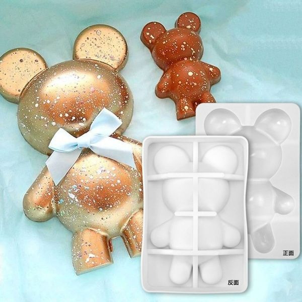 新款3D立體小熊冰淇淋慕斯蛋糕模具/DIY巧克力夾心敲敲樂矽膠模具-細節圖2