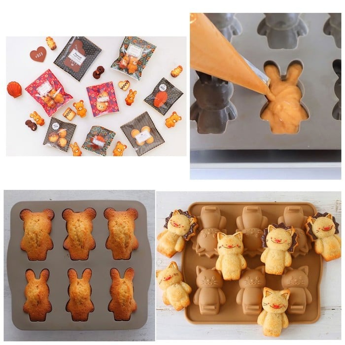 ◎6連◎日本CA兔子小熊貓狗同款硅胶蛋糕模具(模具顏色隨機)/多用途可入烤箱造型矽膠模/果凍糖果矽膠冰格-細節圖5