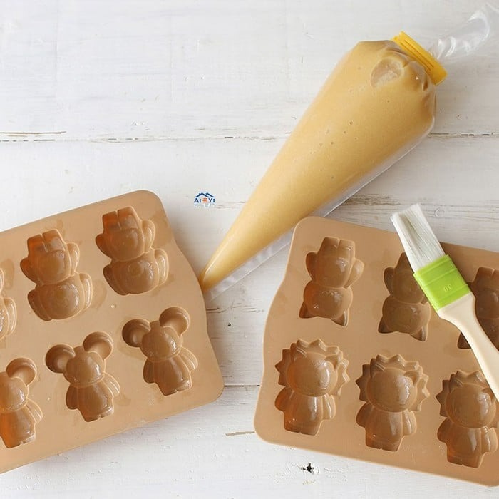 ◎6連◎日本CA兔子小熊貓狗同款硅胶蛋糕模具(模具顏色隨機)/多用途可入烤箱造型矽膠模/果凍糖果矽膠冰格-細節圖6