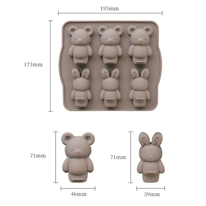 ◎6連◎日本CA兔子小熊貓狗同款硅胶蛋糕模具(模具顏色隨機)/多用途可入烤箱造型矽膠模/果凍糖果矽膠冰格-細節圖7