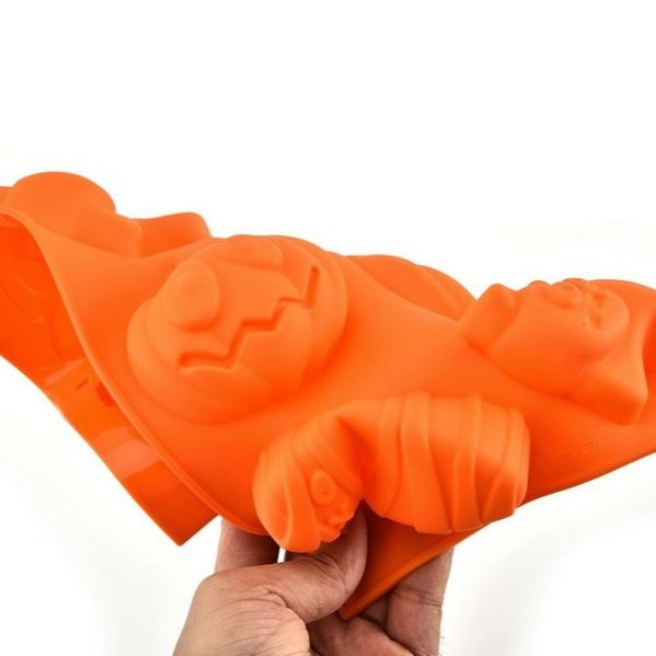 ▪6連▪萬聖節南瓜貓咪木乃尹造型蛋糕模具(模具顏色隨機)/食品級矽膠巧克力模(手工皂可用)/月餅模/製冰模-細節圖3