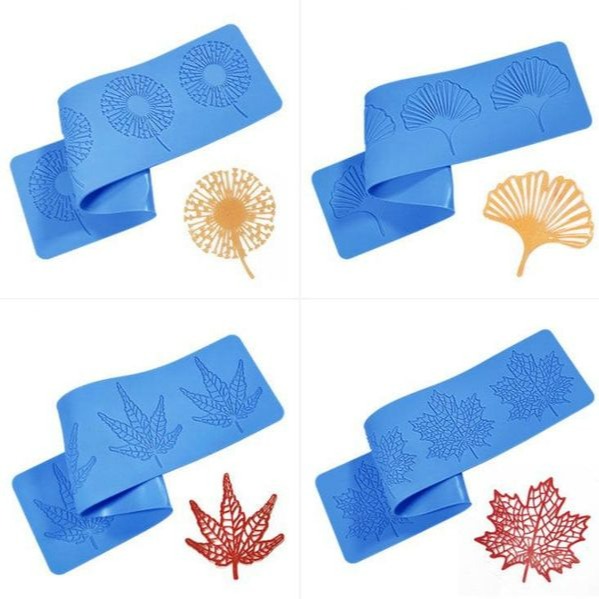 楓葉蒲公英銀杏葉脈翻糖蕾絲墊/翻糖蛋糕矽膠模/diy巧克力創意裝飾/烘焙模具/DIY蛋糕裝飾蛋糕圍邊翻糖印花模-細節圖3