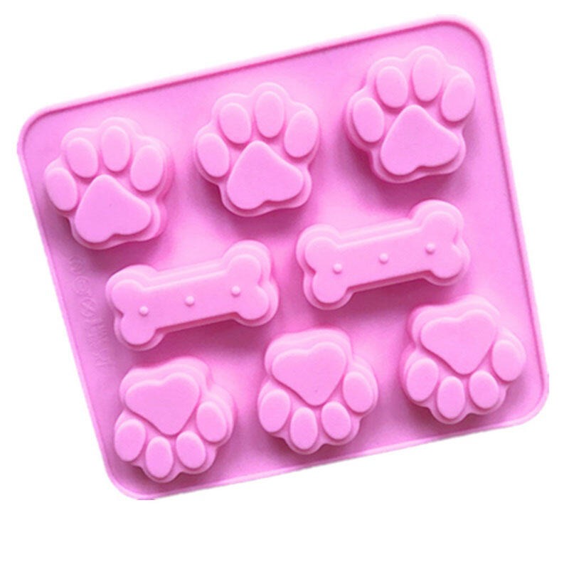 二合一貓掌狗骨頭矽膠蛋糕模(模具顏色隨機)/造型軟糖果凍模/製冰模/綿花糖巧克力模-細節圖3