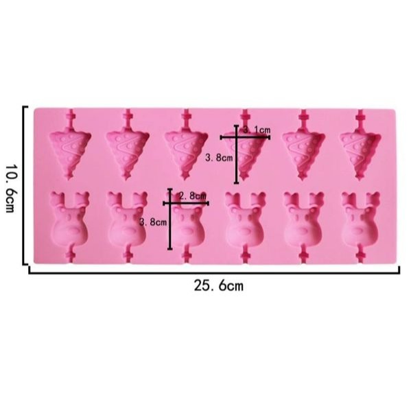 ▪12連▪創意聖誕樹麋鹿棒棒糖模/小樹造型巧克力果凍軟糖矽膠模具/星空棒棒糖水晶糖模具-細節圖3