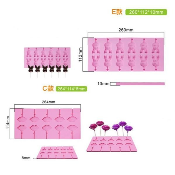 愛心星空麋鹿紅唇造型星空棒棒糖矽膠模具/巧克力矽膠模具-細節圖3