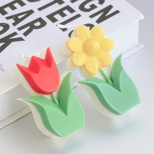 ▶ins風韓式清新小花朵鬱金香慕斯蛋糕矽膠模/香薰蠟燭模具/法式慕斯甜品網紅造型布丁果凍奶酪模具/DIY石膏手工皂模-細節圖2